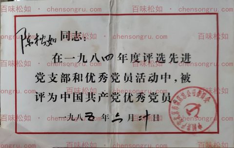 1985 Outstanding Party Member Award (for 1984)